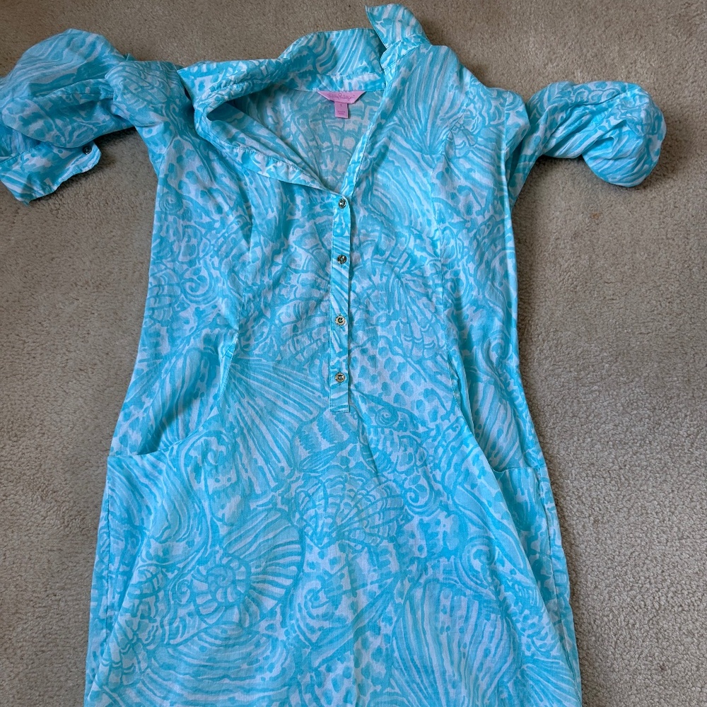 Lilly Pulitzer Turquoise Button-Down Swim Coverup